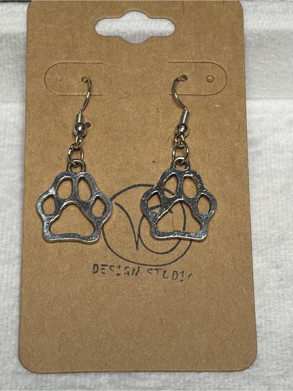 Silver Paw Print Earrings - Silver